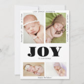 ベビー写真Joy to our world Happy Holidays シーズンカード (正面)