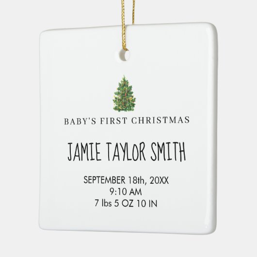 ベビー写真Keepsake名誕生日付統計クリスマス セラミックオーナメント (左)