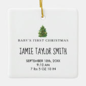 ベビー写真Keepsake名誕生日付統計クリスマス セラミックオーナメント (正面)