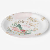 ベビー冬そりの赤ちゃんシャワー外は寒い ペーパープレート (アングル)