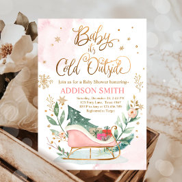 ベビー冬そりの赤ちゃんシャワー外は寒い 招待状