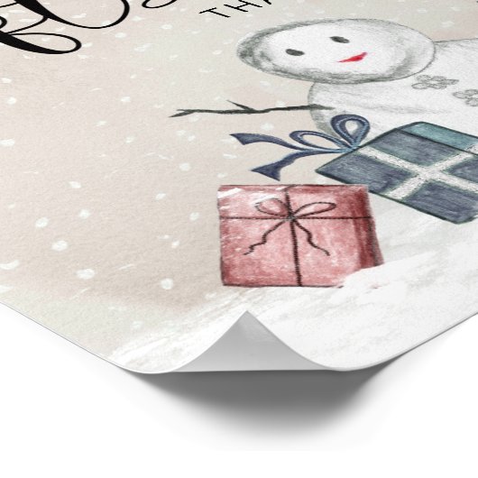 ベビー冬のカードやプレゼントの外は寒い ポスター (角)