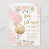 ベビー冬のクリスマスベビーガール外は寒い 招待状 (正面/裏面)