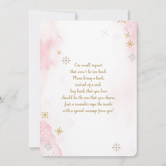 ベビー冬のクリスマスベビーガール外は寒い 招待状 (裏面)