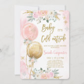 ベビー冬のクリスマスベビーガール外は寒い 招待状 (正面)