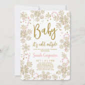 ベビー冬のクリスマスベビーガール外は寒い 招待状 (正面)