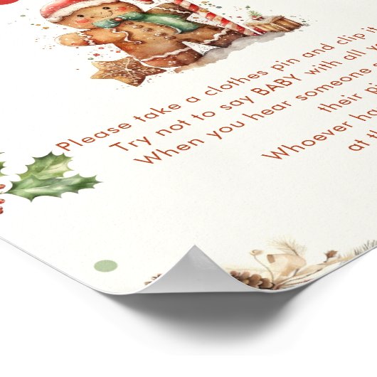 ベビー冬のクリスマスベビーシャワーゲームを言わない ポスター (角)