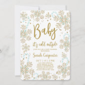 ベビー冬のクリスマス男の赤ちゃん外は寒い 招待状 (正面)