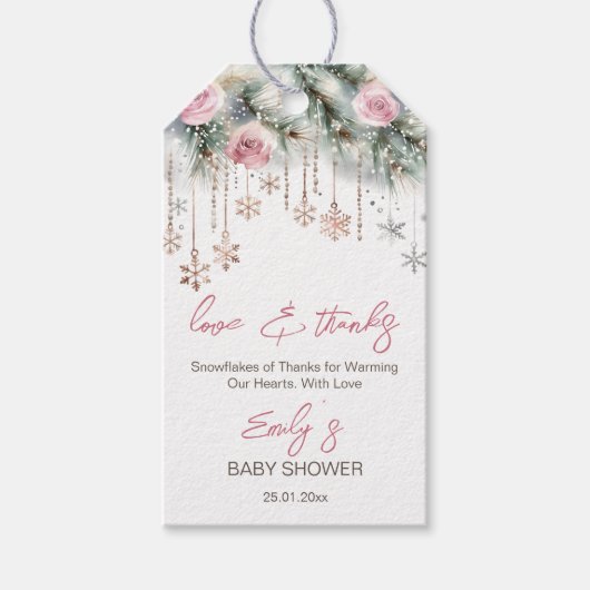 ベビー冬のベビーシャワーの外が冷たい ギフトタグ (正面)