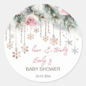 ベビー冬のベビーシャワーの外が冷たい ラウンドシール (正面)