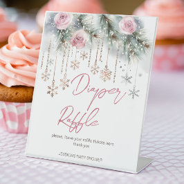 ベビー冬のベビーシャワーテーブル外は寒い 台座サイン