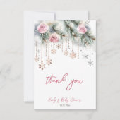 ベビー冬のベビーシャワーパステル外は寒い サンキューカード (正面)