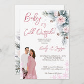 ベビー冬のベビーシャワーパステル外は寒い 招待状 (正面/裏面)