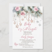ベビー冬のベビーシャワーパステル外は寒い 招待状 (正面)
