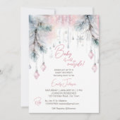 ベビー冬のベビーシャワーパステル外は寒い 招待状 (正面)