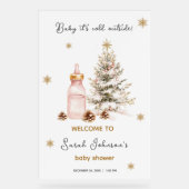 ベビー冬のベビーシャワー外は寒い アクリルサイン (正面)