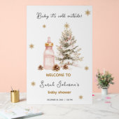 ベビー冬のベビーシャワー外は寒い アクリルサイン (ウェディング)