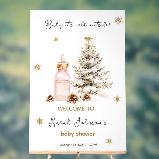 ベビー冬のベビーシャワー外は寒い アクリルサイン (ニュートラル)