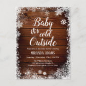 ベビー冬のベビーシャワー外は寒い インビテーションポストカード (正面)