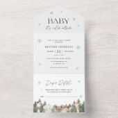 ベビー冬のベビーシャワー外は寒い オールインワン招待状 (内側)