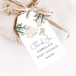 ベビー冬のベビーシャワー外は寒い ギフトタグ