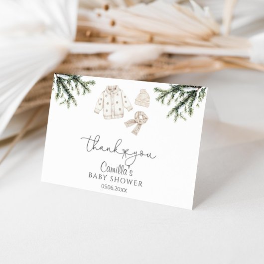 ベビー冬のベビーシャワー外は寒い サンキューカード