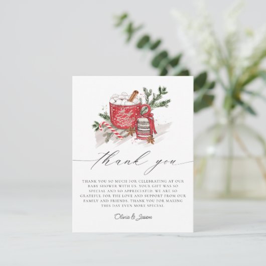 ベビー冬のベビーシャワー外は寒い サンキューカード (スタンド正面)