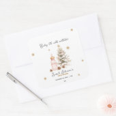 ベビー冬のベビーシャワー外は寒い スクエアシール (封筒)