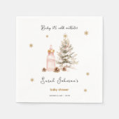 ベビー冬のベビーシャワー外は寒い スタンダードカクテルナプキン (正面)