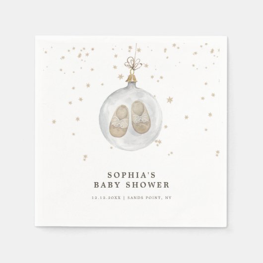 ベビー冬のベビーシャワー外は寒い スタンダードカクテルナプキン (正面)