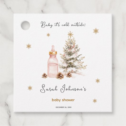 ベビー冬のベビーシャワー外は寒い フェイバータグ (正面)