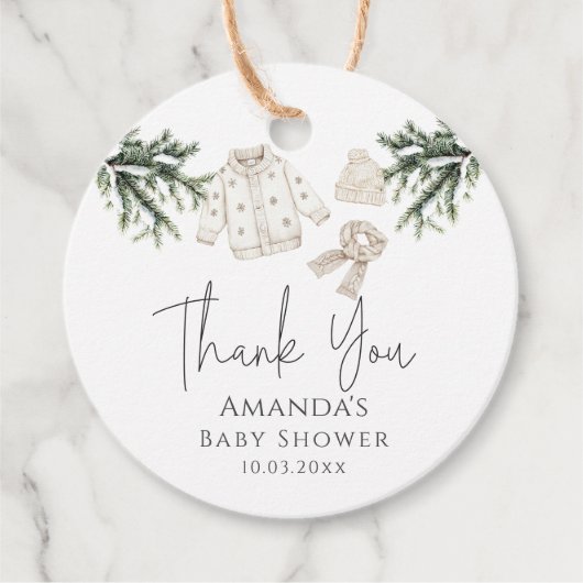 ベビー冬のベビーシャワー外は寒い フェイバータグ (正面)
