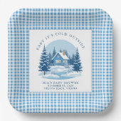 ベビー冬のベビーシャワー外は寒い ペーパープレート (正面)