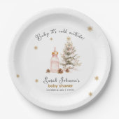 ベビー冬のベビーシャワー外は寒い ペーパープレート (正面)