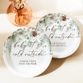 ベビー冬のベビーシャワー外は寒い ペーパープレート