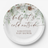 ベビー冬のベビーシャワー外は寒い ペーパープレート (正面)