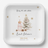 ベビー冬のベビーシャワー外は寒い ペーパープレート (正面)