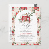 ベビー冬のベビーシャワー外は寒い ポストカード (正面/裏面)