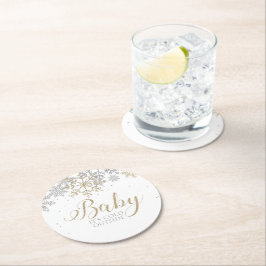 ベビー冬のベビーシャワー外は寒い ラウンドペーパーコースター