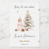 ベビー冬のベビーシャワー外は寒い ワインラベル (シングルラベル)