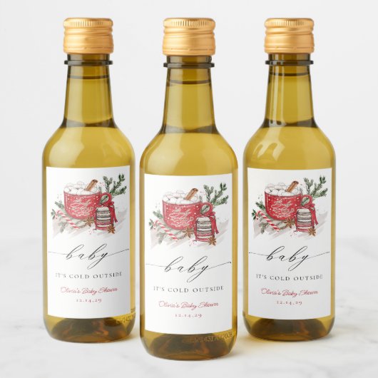 ベビー冬のベビーシャワー外は寒い ワインラベル (ボトル)
