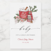 ベビー冬のベビーシャワー外は寒い ワインラベル (シングルラベル)