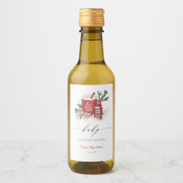 ベビー冬のベビーシャワー外は寒い ワインラベル