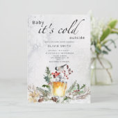 ベビー冬のベビーシャワー外は寒い 招待状 (スタンド正面)