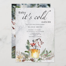 ベビー冬のベビーシャワー外は寒い