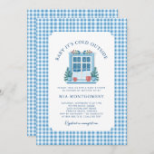 ベビー冬のベビーシャワー外は寒い 招待状 (正面/裏面)