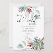 ベビー冬のベビーシャワー外は寒い 招待状 (正面)