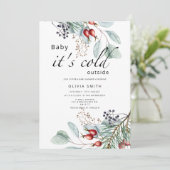 ベビー冬のベビーシャワー外は寒い 招待状 (スタンド正面)