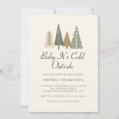 ベビー冬のベビーシャワー外は寒い 招待状 (正面)