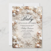 ベビー冬のベビーシャワー外は寒い 招待状 (正面)